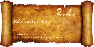 Rössler Lili névjegykártya